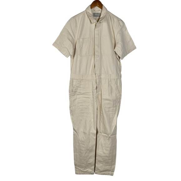 Everlane The Short Sleeve Denim Overall in Cream Size 8 - Picture 2 of 7